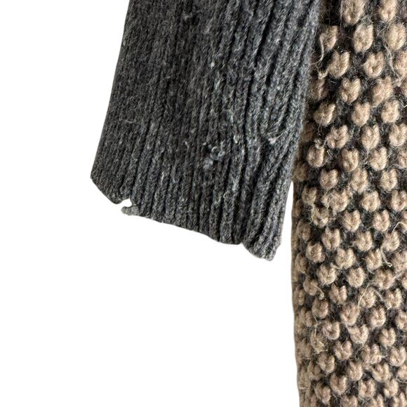Antik Batik Chunky Knit Gray Tan Alpaca Wool Long Cardigan Sweater Size Medium - Picture 9 of 12